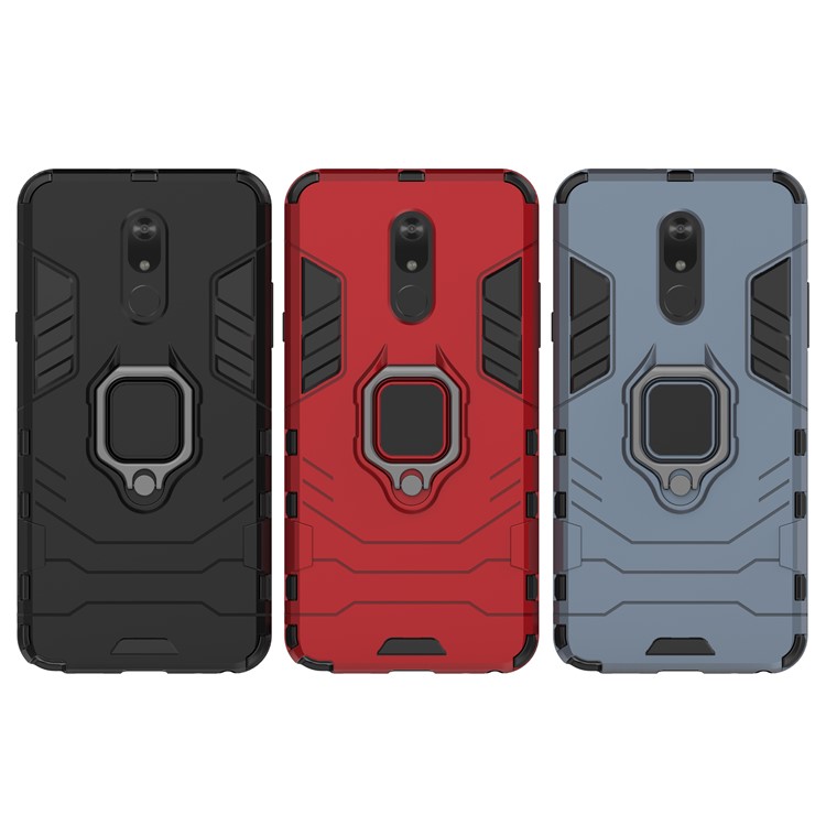 Cool Guard Ring Holder Kickstand PC+TPU Phone Cover for LG Stylo 5 - Black-9