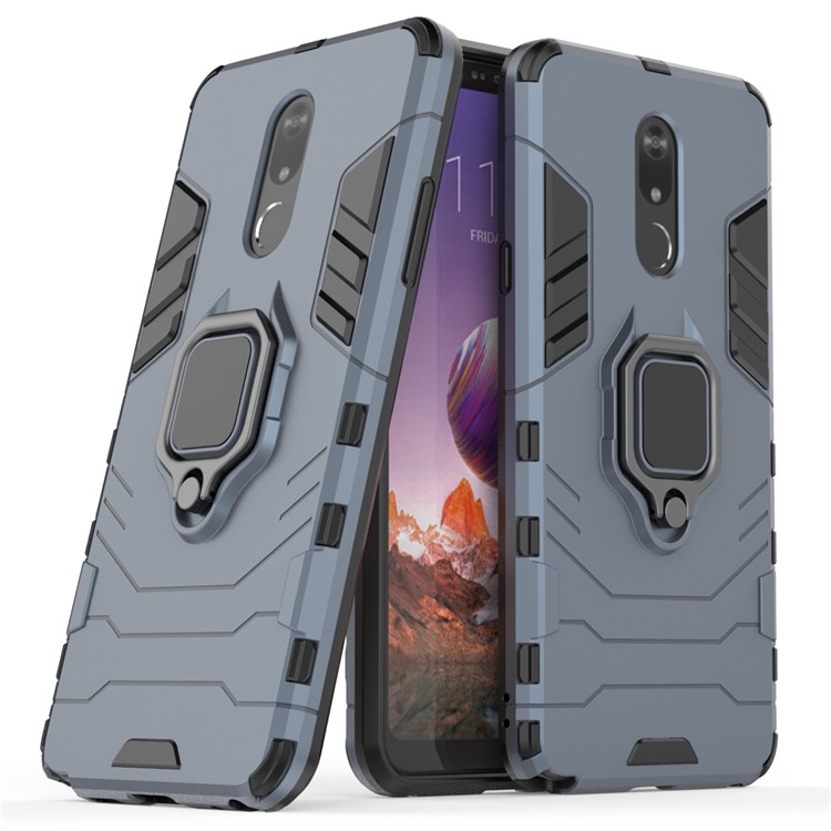 Cool Guard Ring Holder Kickstand PC+TPU Phone Cover for LG Stylo 5 - Blue-1