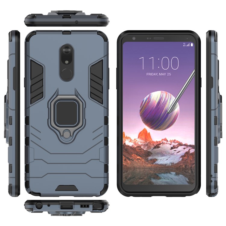 Cool Guard Ring Holder Kickstand PC+TPU Phone Cover for LG Stylo 5 - Blue-2