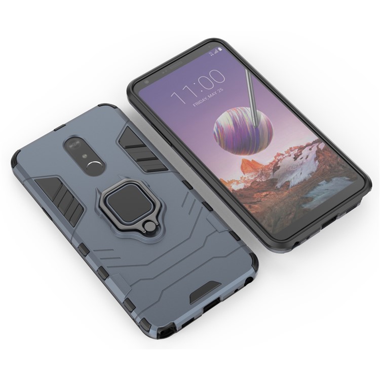 Cool Guard Ring Holder Kickstand PC+TPU Phone Cover for LG Stylo 5 - Blue-4