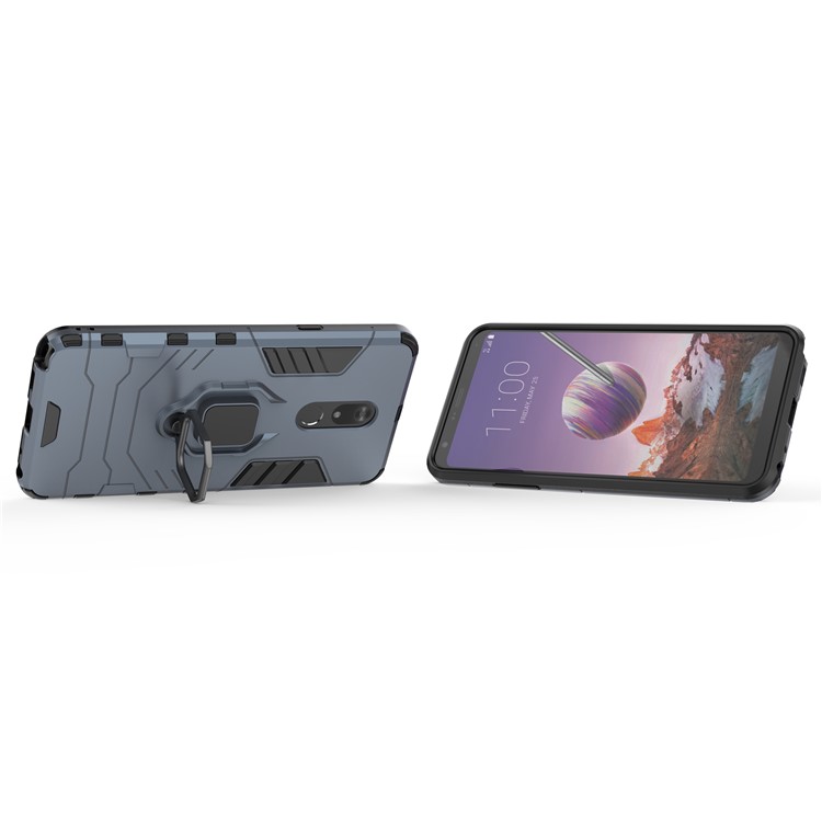 Cool Guard Ring Holder Kickstand PC+TPU Phone Cover for LG Stylo 5 - Blue-5