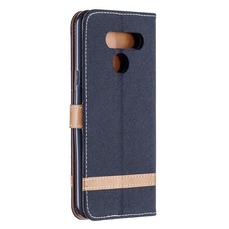 Two-tone Jean Cloth PU Leather Flip Phone Case for LG K50 / Q60 - Black-3