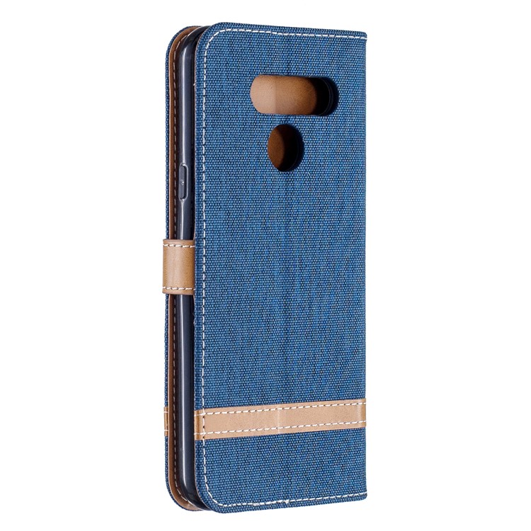 Custodia In Pelle PU Flip In Similpelle Bicolore Per LG K50 / Q60 - Blu Scuro-3