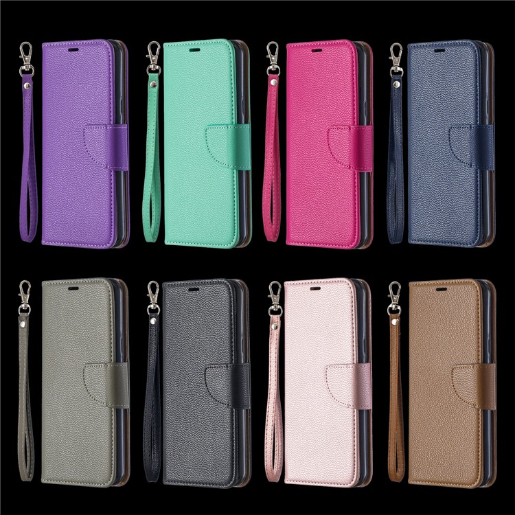 Litchi Texture PU Leather Phone Cover Case for LG K50 / Q60 - Black-10