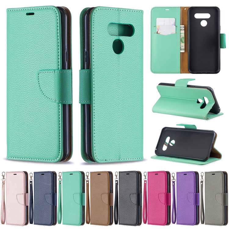 Litchi Texture PU Leather Phone Cover Case for LG K50 / Q60 - Black-11