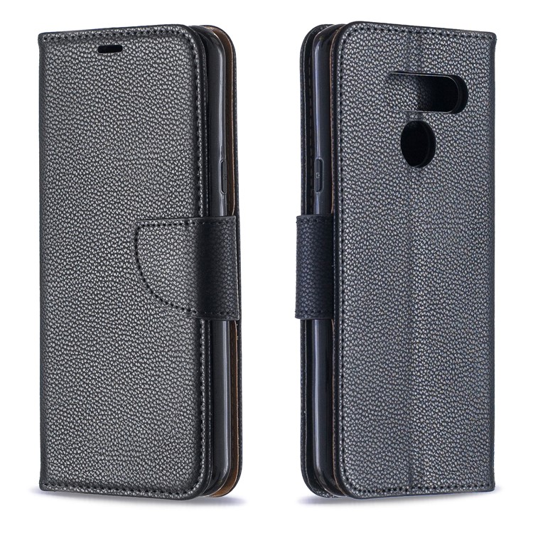 Litchi Texture PU Leather Phone Cover Case for LG K50 / Q60 - Black-4