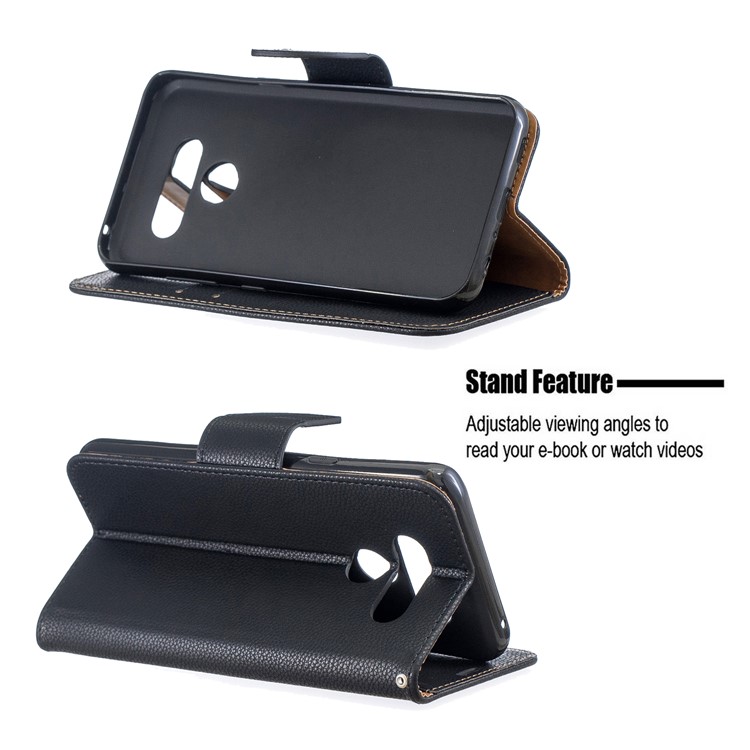 Litchi Texture PU Leather Phone Cover Case for LG K50 / Q60 - Black-5