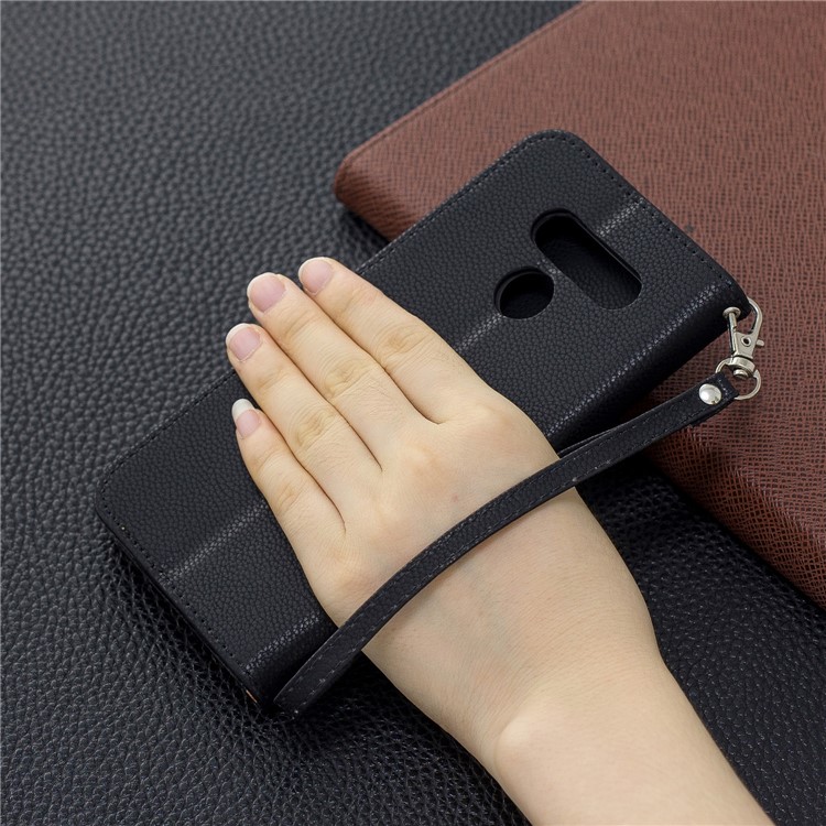 Litchi Texture PU Leather Phone Cover Case for LG K50 / Q60 - Black-9
