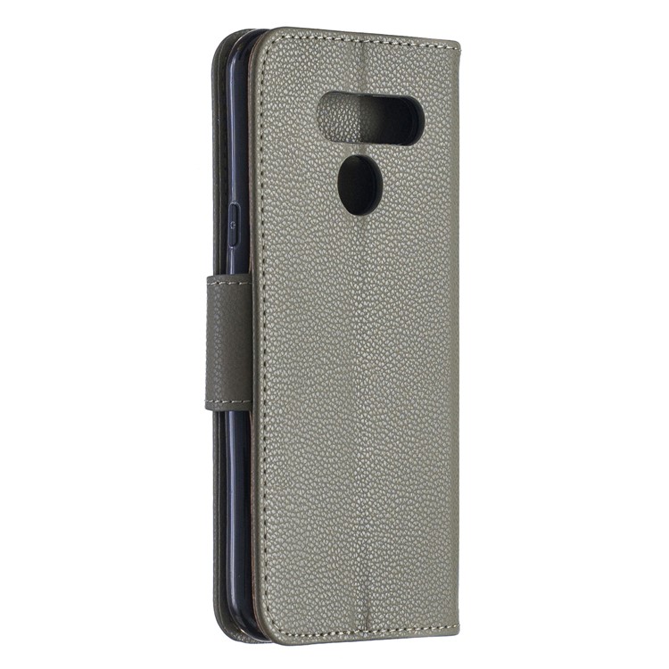 Litchi Texture PU Leather Phone Cover Case for LG K50 / Q60 - Grey-3