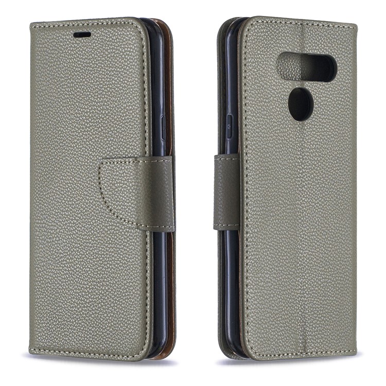 Litchi Texture PU Leather Phone Cover Case for LG K50 / Q60 - Grey-4