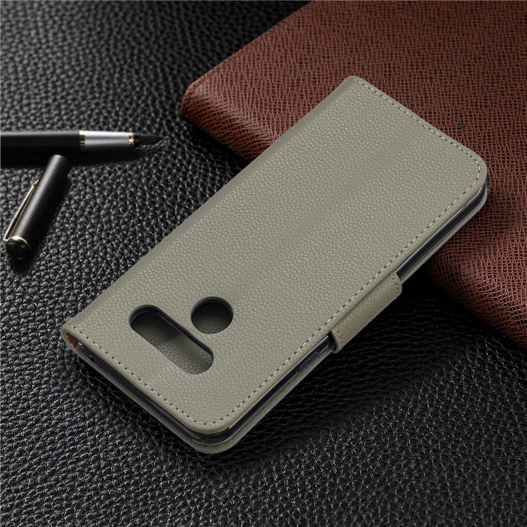 Litchi Texture PU Leather Phone Cover Case for LG K50 / Q60 - Grey-8