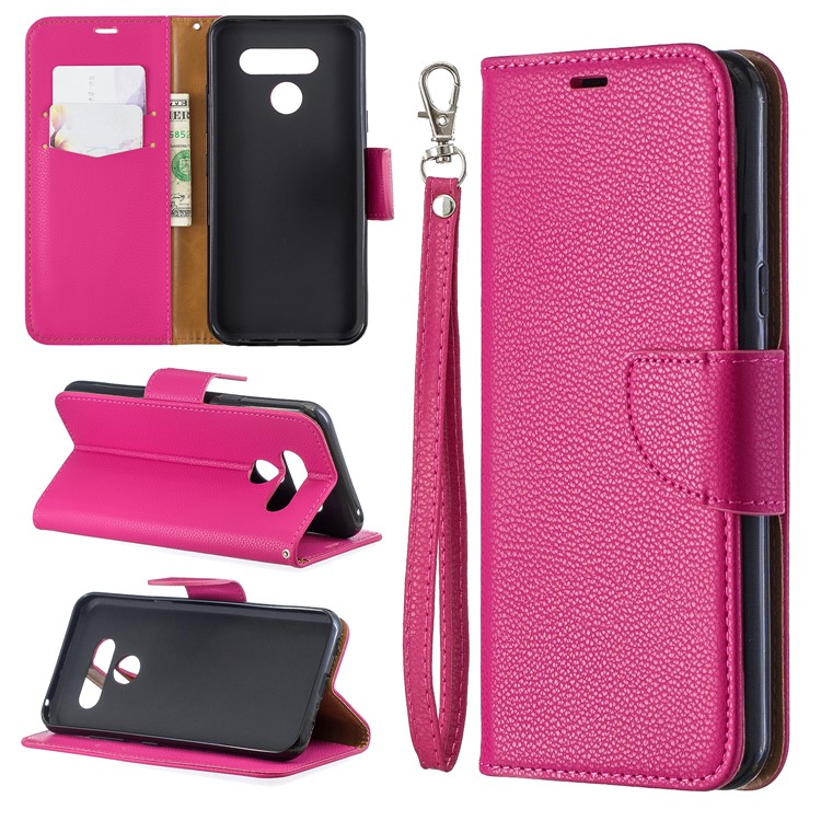 Coque De Protection En Cuir PU Pour LG K50 / Q60 - Rose-1