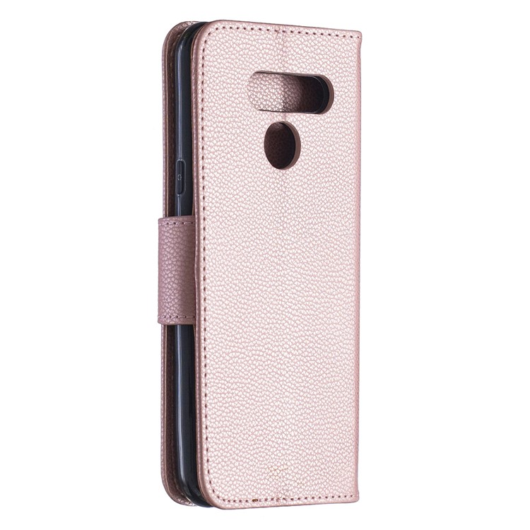Litchi Texture PU Leather Phone Cover Case for LG K50 / Q60 - Rose Gold-3