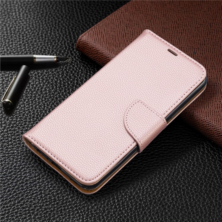 Litchi Texture PU Leather Phone Cover Case for LG K50 / Q60 - Rose Gold-7