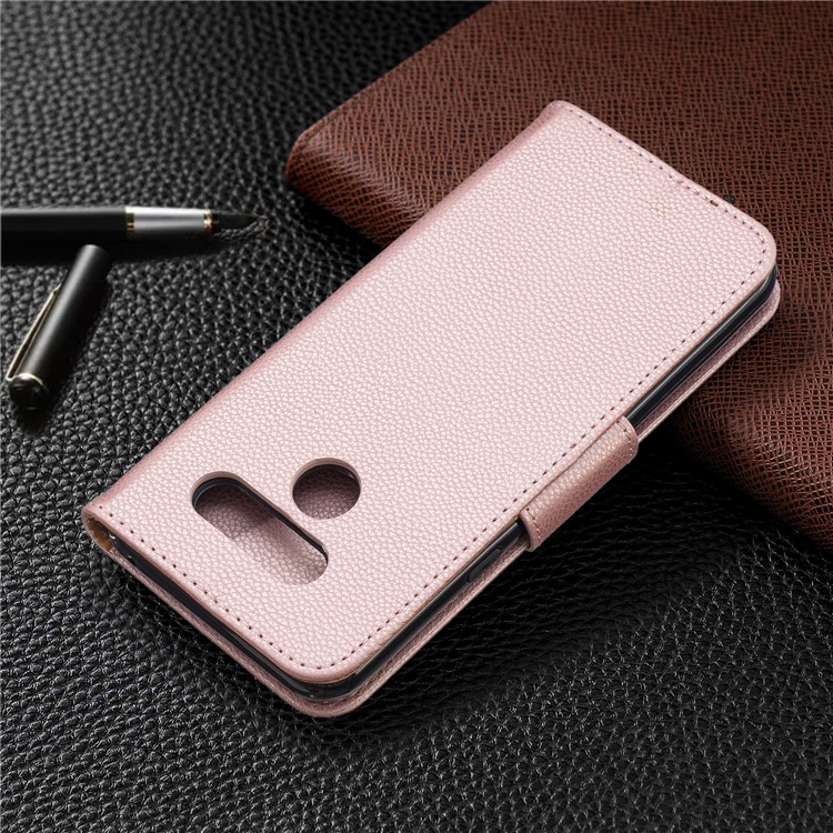 Litchi Texture PU Leather Phone Cover Case for LG K50 / Q60 - Rose Gold-8