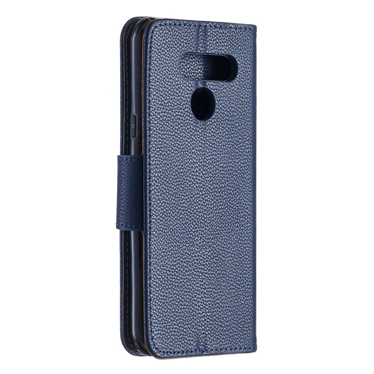 Litchi Texture PU Leather Phone Cover Case for LG K50 / Q60 - Dark Blue-3