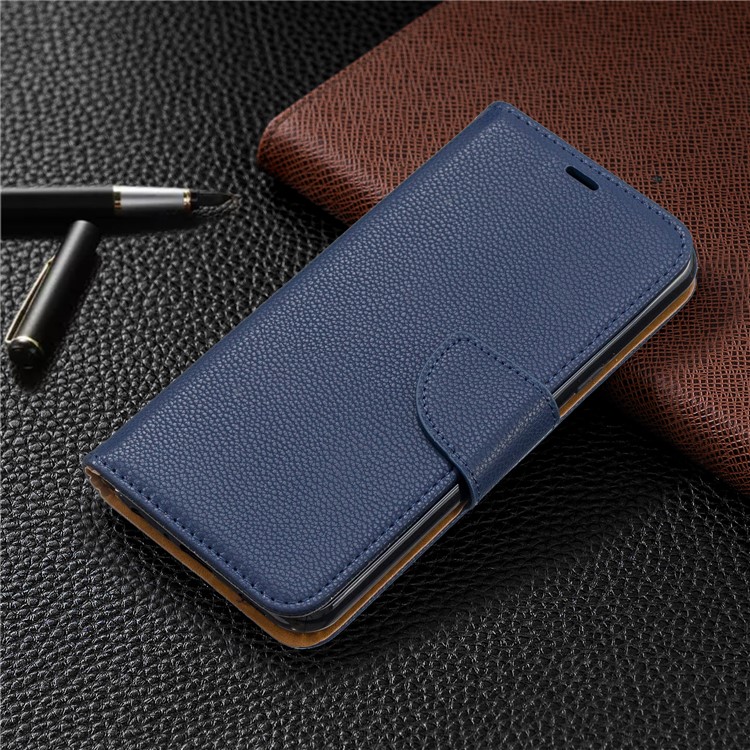 Litchi Texture PU Leather Phone Cover Case for LG K50 / Q60 - Dark Blue-7