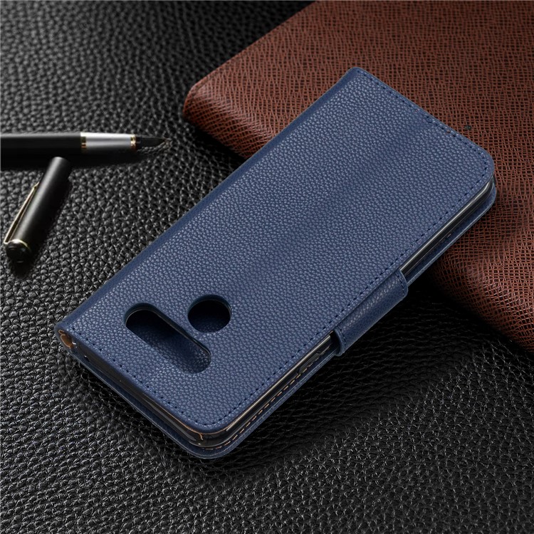 Litchi Texture PU Leather Phone Cover Case for LG K50 / Q60 - Dark Blue-8