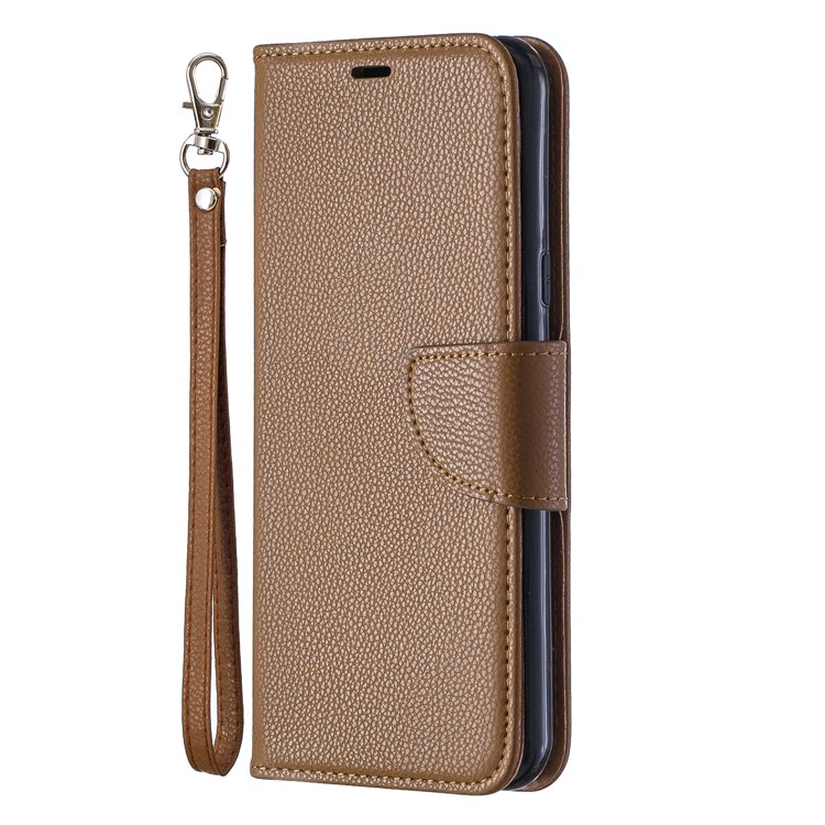 Litchi Texture PU Leather Phone Cover Case for LG K50 / Q60 - Brown-2
