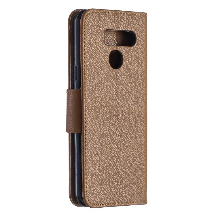 Litchi Texture PU Leather Phone Cover Case for LG K50 / Q60 - Brown-3