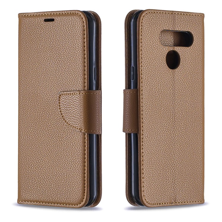 Litchi Texture PU Leather Phone Cover Case for LG K50 / Q60 - Brown-4