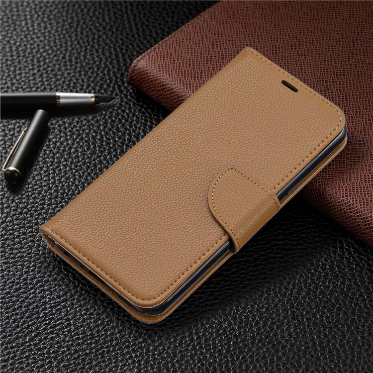 Litchi Texture PU Leather Phone Cover Case for LG K50 / Q60 - Brown-7
