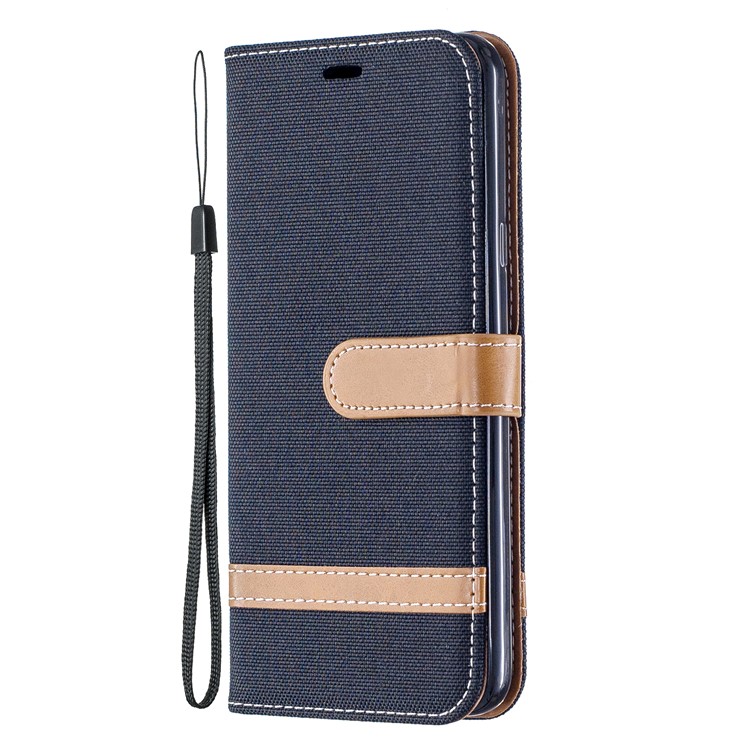 Jeans Cloth Wallet Stand Leather Shell for LG K40/K12+/K12 Plus - Black-2