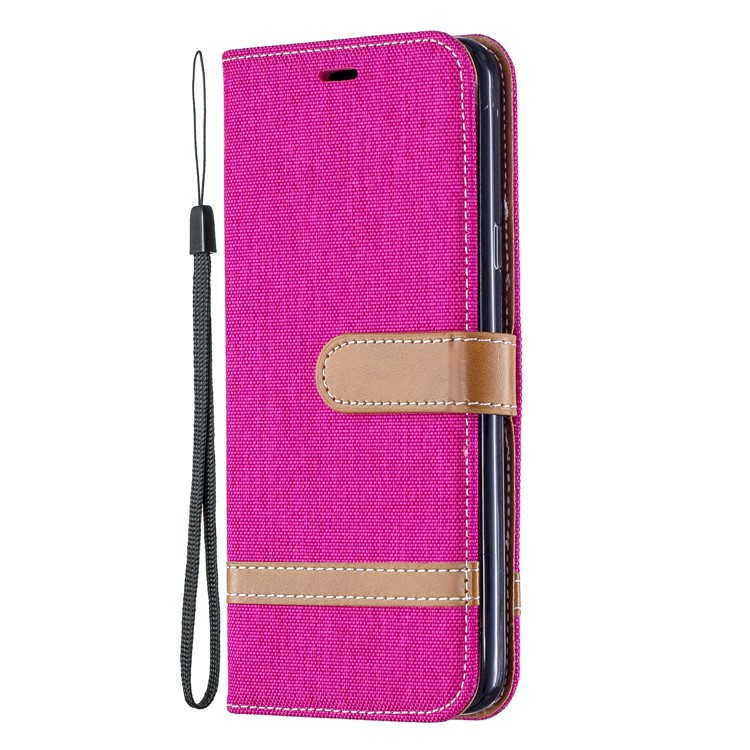 Jeans Cloth Wallet Stand Leather Shell for LG K40/K12+/K12 Plus - Rose-2