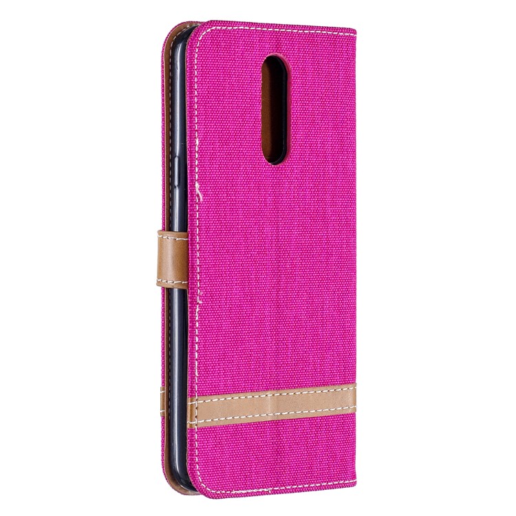 Jeans Cloth Wallet Stand Leather Shell for LG K40/K12+/K12 Plus - Rose-3