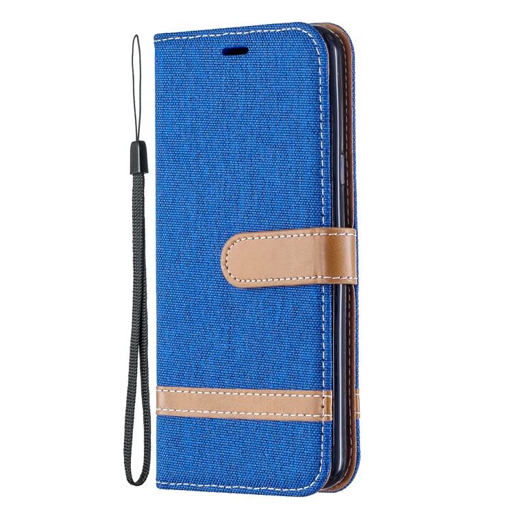 Jeans Cloth Wallet Stand Leather Shell for LG K40/K12+/K12 Plus - Baby Blue-2