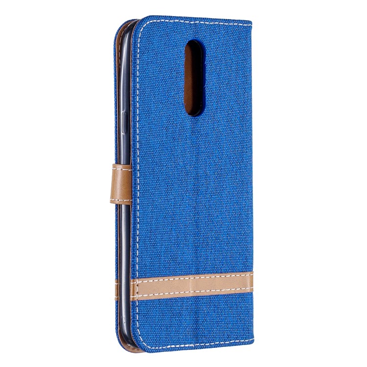 Jeans Cloth Wallet Stand Leather Shell for LG K40/K12+/K12 Plus - Baby Blue-3