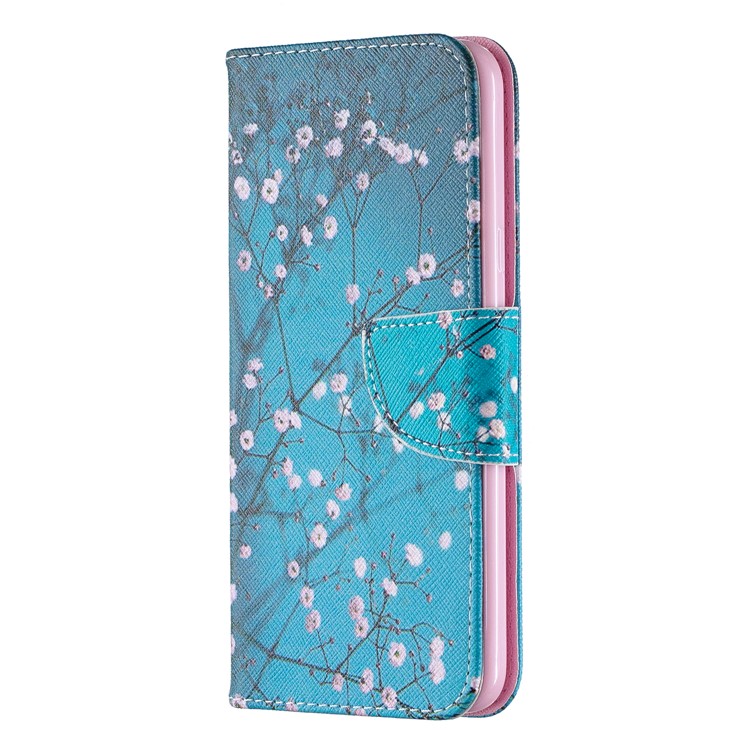 Motif Imprimerie de Téléphone Portefeuille en Cuir Pour LG K40 / K12 Plus - Arbre Avec Des Fleurs-2