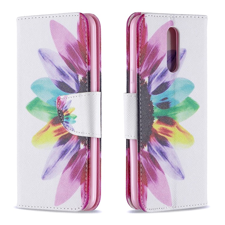 Pattern Printing Phone Leather Wallet Case for LG K40 / K12 Plus - Petals Pattern-4
