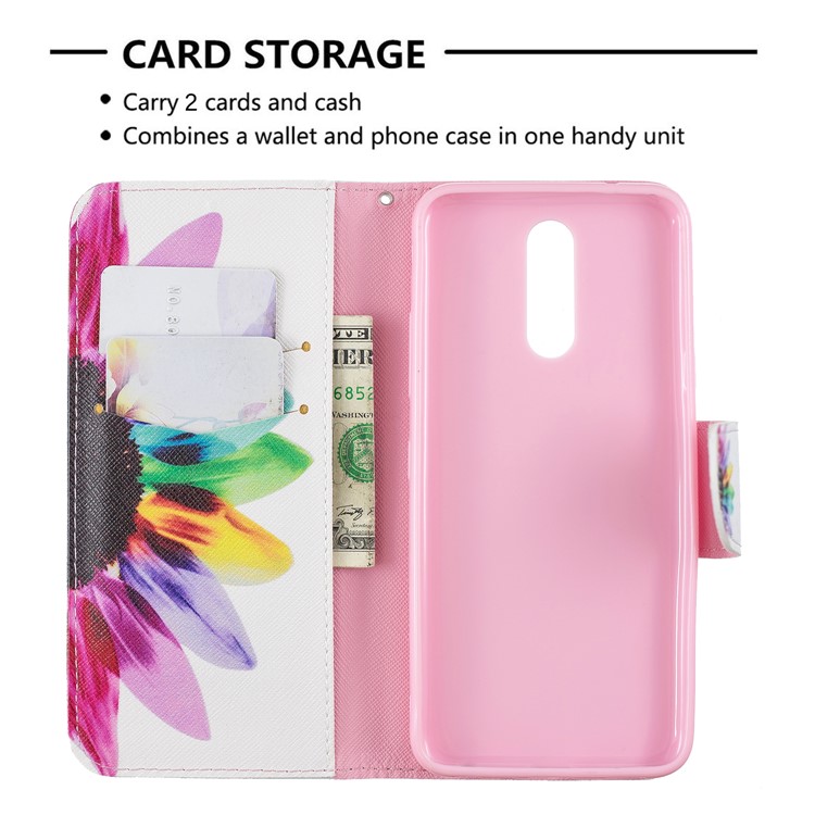 Pattern Printing Phone Leather Wallet Case for LG K40 / K12 Plus - Petals Pattern-6