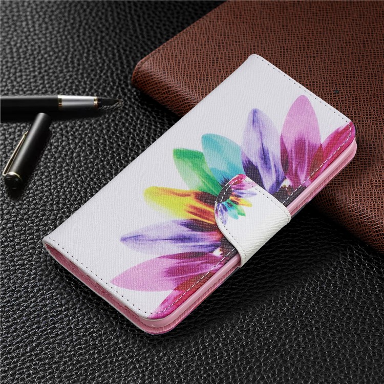 Pattern Printing Phone Leather Wallet Case for LG K40 / K12 Plus - Petals Pattern-7