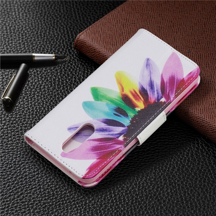 Pattern Printing Phone Leather Wallet Case for LG K40 / K12 Plus - Petals Pattern-8