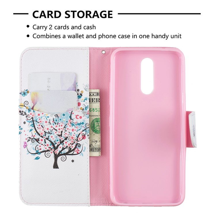 Pattern Printing Phone Leather Wallet Case for LG K40 / K12 Plus - Flowered Tree-6