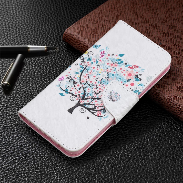 Pattern Printing Phone Leather Wallet Case for LG K40 / K12 Plus - Flowered Tree-7