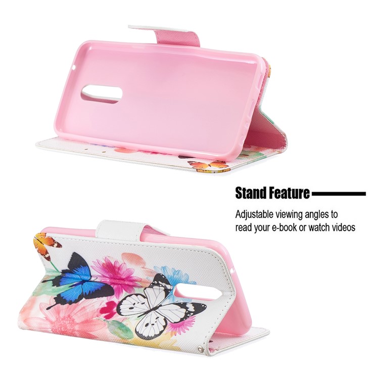 Pattern Printing Phone Leather Wallet Case for LG K40 / K12 Plus - Vivid Butterflies-5