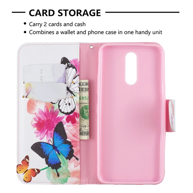 Pattern Printing Phone Leather Wallet Case for LG K40 / K12 Plus - Vivid Butterflies-6