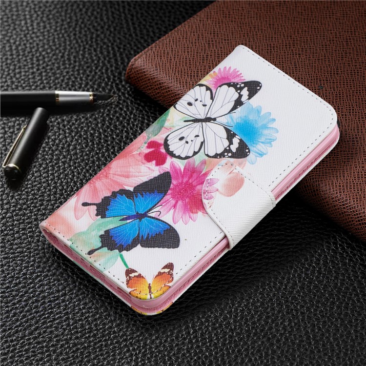 Pattern Printing Phone Leather Wallet Case for LG K40 / K12 Plus - Vivid Butterflies-7