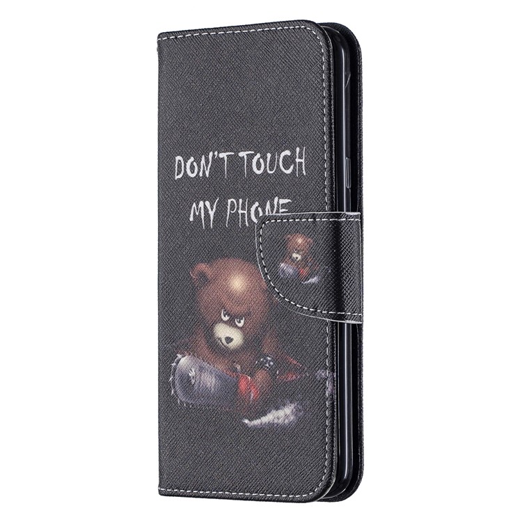 Pattern Printing Phone Leather Wallet Case for LG K40 / K12 Plus - Bear And Its Warnings-2