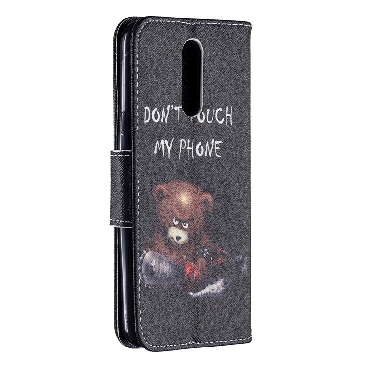 Pattern Printing Phone Leather Wallet Case for LG K40 / K12 Plus - Bear And Its Warnings-3