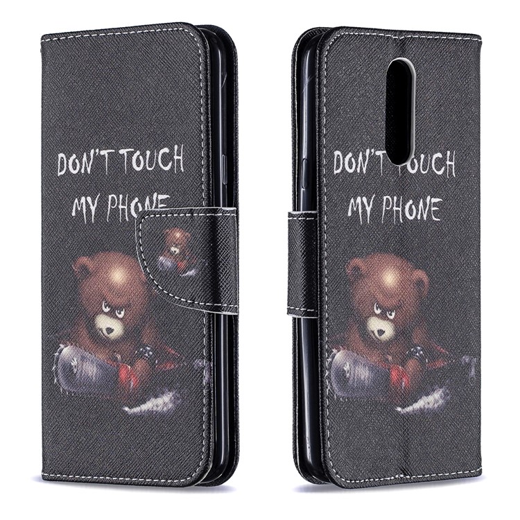 Pattern Printing Phone Leather Wallet Case for LG K40 / K12 Plus - Bear And Its Warnings-4