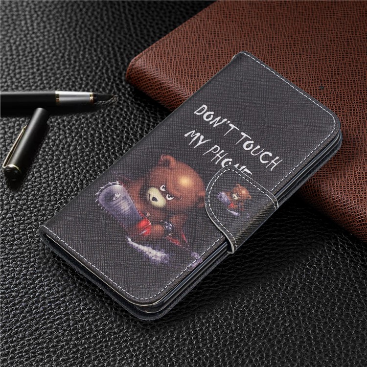 Pattern Printing Phone Leather Wallet Case for LG K40 / K12 Plus - Bear And Its Warnings-7