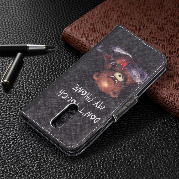 Pattern Printing Phone Leather Wallet Case for LG K40 / K12 Plus - Bear And Its Warnings-8
