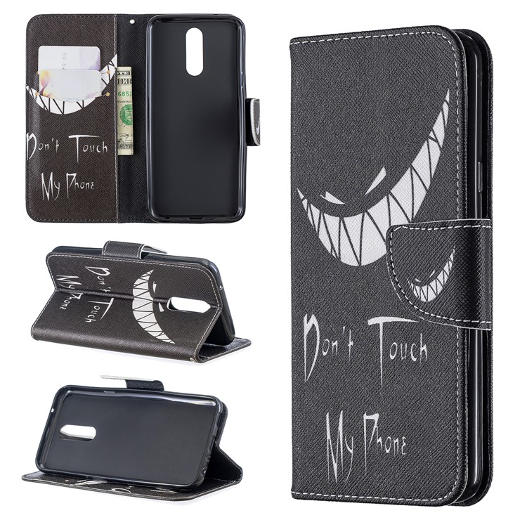 Pattern Printing Phone Leather Wallet Case for LG K40 / K12 Plus - Do not Touch My Phone-1