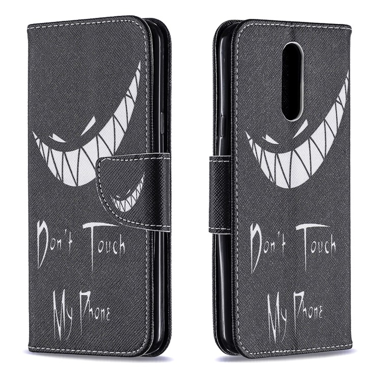Pattern Printing Phone Leather Wallet Case for LG K40 / K12 Plus - Do not Touch My Phone-4