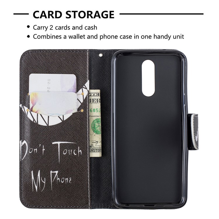 Pattern Printing Phone Leather Wallet Case for LG K40 / K12 Plus - Do not Touch My Phone-6