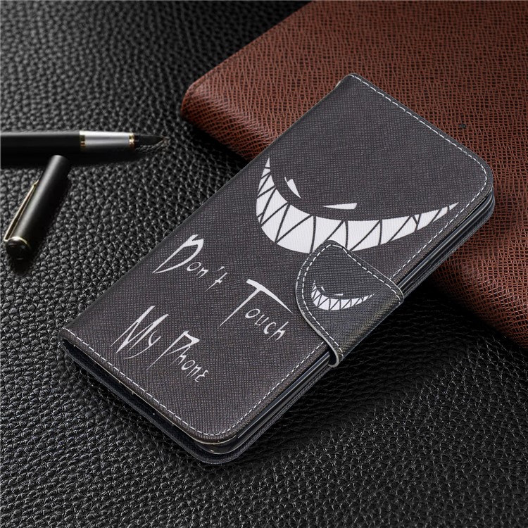 Pattern Printing Phone Leather Wallet Case for LG K40 / K12 Plus - Do not Touch My Phone-7